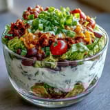 Crispy tortilla chips accompany colorful Easy Taco Dip Cups layered with sour cream, tomatoes, lettuce, and melted cheese.