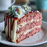 Elegant Bridal Shower Rosé Velvet Cake, a delicate pink with glistening gold accents.