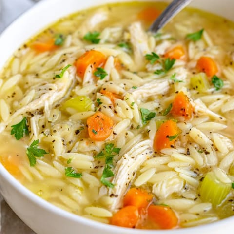 Lemon Pepper Chicken Orzo Soup