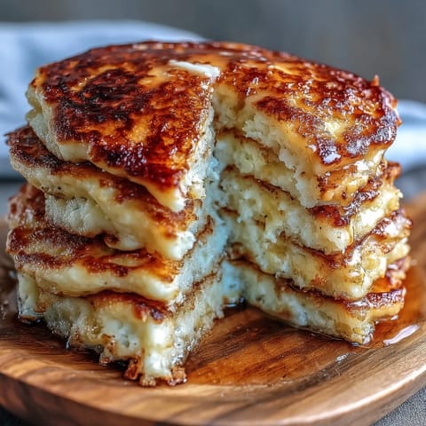 Golden-brown Protein Power Pancakes sizzling on a griddle, showing fluffy edges and a light, airy texture.