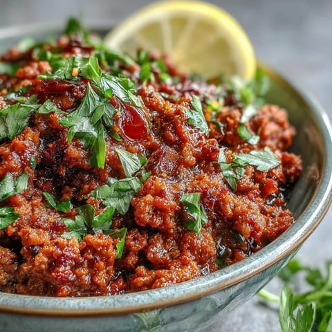 A hearty bowl of Venison Keema Curry with vibrant spices, golden onions, and juicy tomatoes, perfect for a cozy Indian-inspired dinner.