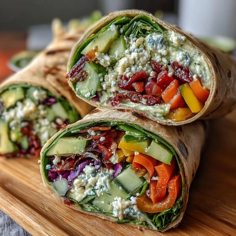 Rainbow veggie wraps bursting with colorful peppers, carrots, and spinach, ready for a fresh and healthy lunch.