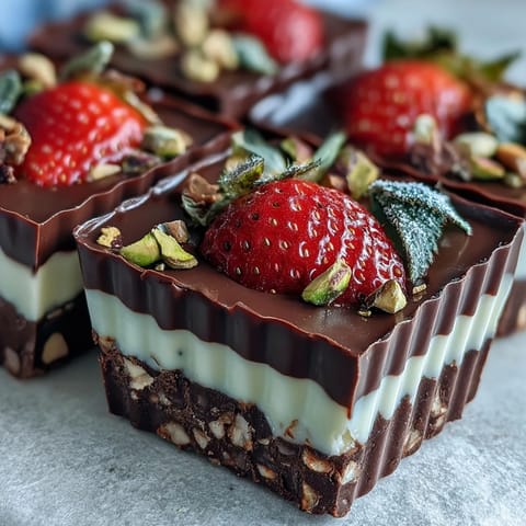 A luxurious chocolate bark with strawberries, pistachios, and rose petals inspired by Dubai's viral treat.