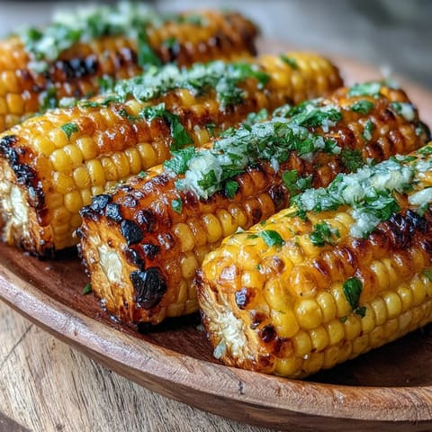 Juicy grilled corn ribs coated in zesty chili lime butter, ready to serve.