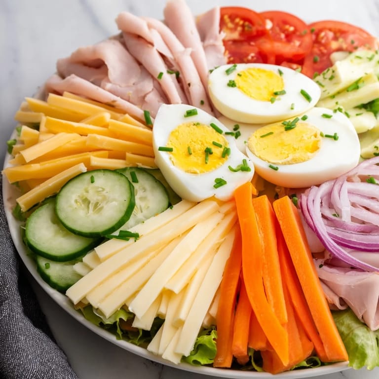 This vibrant photo shows a delicious Chef Salad; a hearty, balanced American meal.