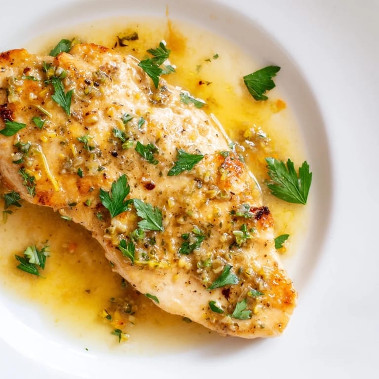 Pan-seared Lemon Pepper Chicken with a buttery, zesty sauce, plated alongside fluffy rice and a crisp green salad.