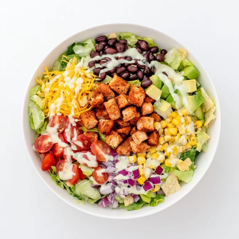 Chicken Taco Chopped Salad served in a rustic bowl with lime wedges and colorful ingredients.