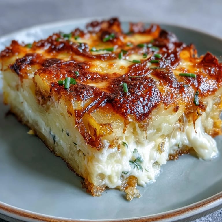 Comforting Cheese and Potato Pie featuring melted Gruyère and cheddar in a golden crust.