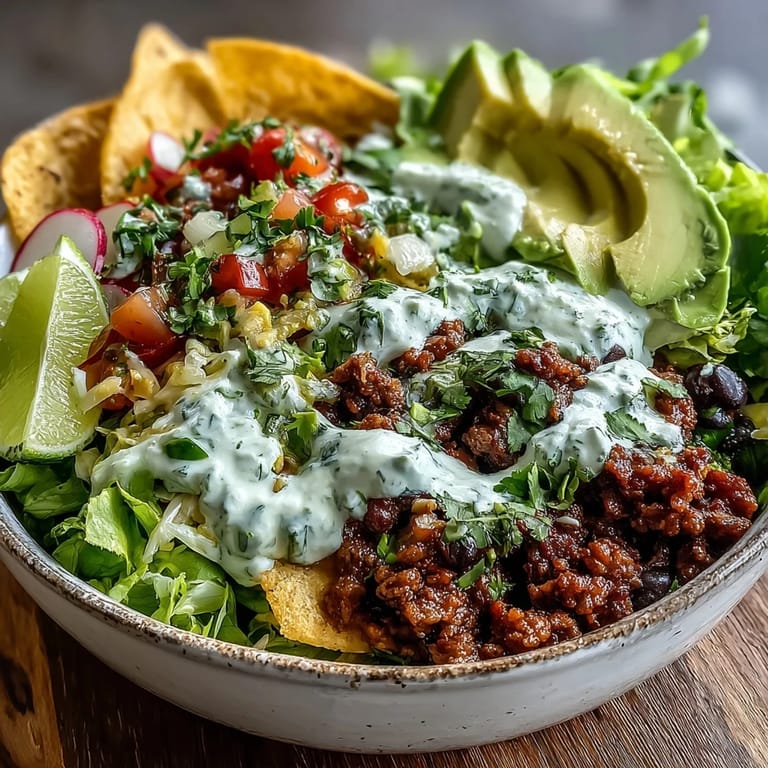 Healthy taco bowl garnished with fresh diced tomatoes, sliced radishes, and chopped cilantro, ready for a nutritious weeknight dinner.