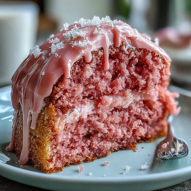A slice of Bridal Shower Rosé Velvet Cake, showcasing layers of pink cake and frosting.