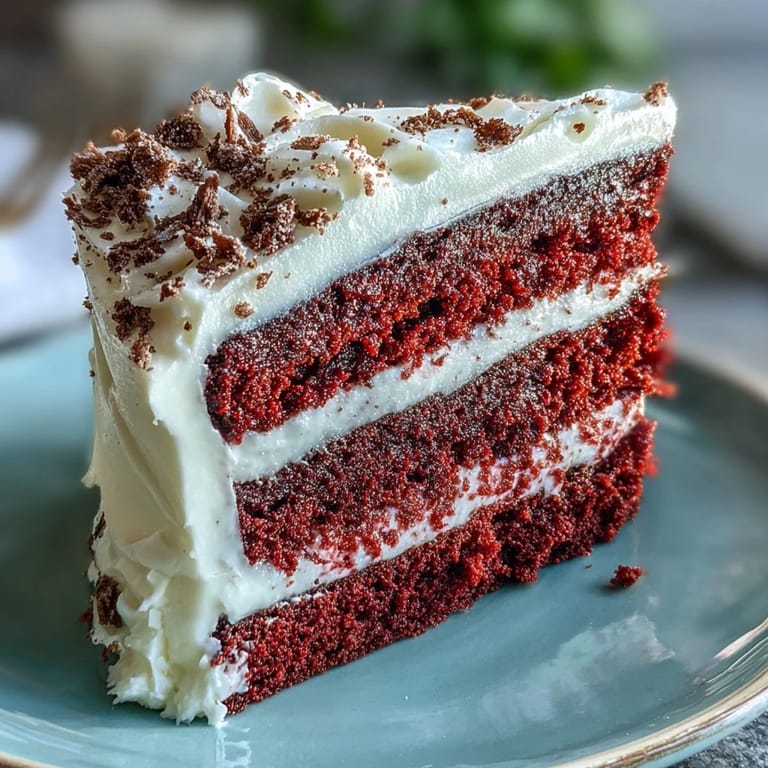 Decadent Juneteenth Red Velvet Cake ready to serve with delicious cream cheese frosting.