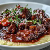 Steaming bowls of Venison Stew with Sloe Gin and Polenta offer a hearty winter meal.