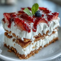 Festive Memorial Day No-Bake Icebox Cake with juicy strawberries layered beautifully.